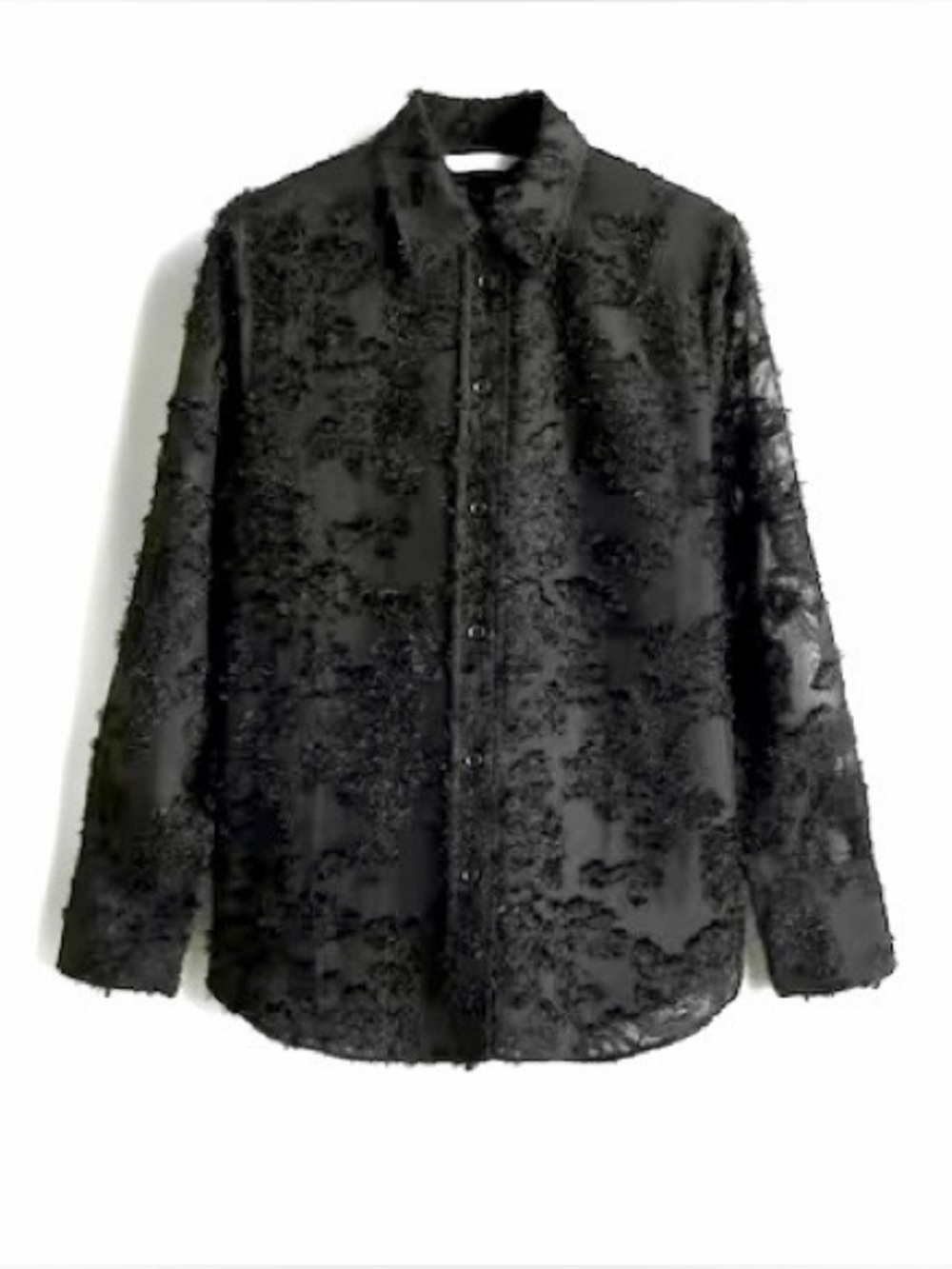 H&M Black Sheer Textured Button Down Shirt